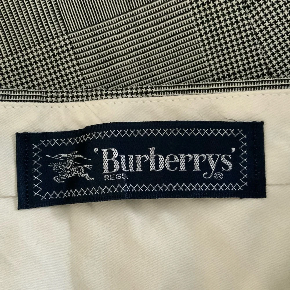BURBERRYS’ Plaid Trousers Vintage Houndstooth High Waisted Black White Small - Picture 10 of 14